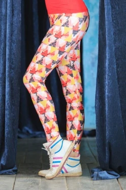 Легинсы женские с широким поясом с принтом "Triangles"