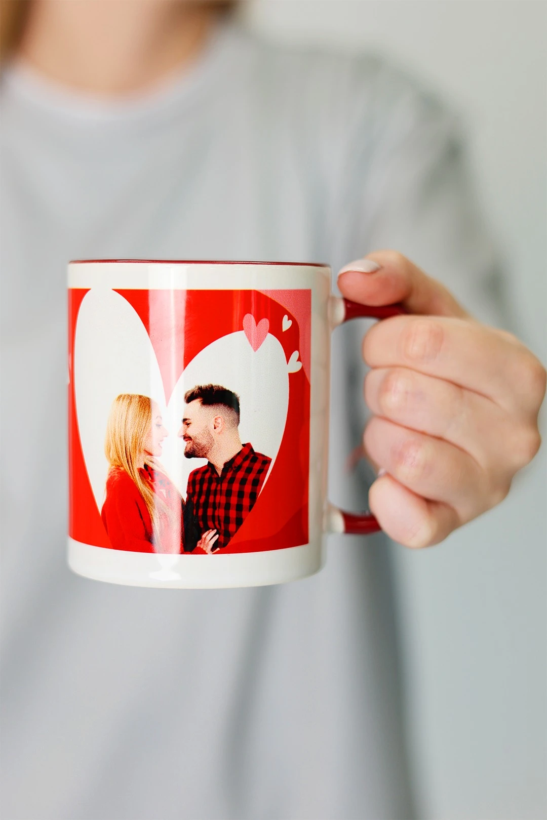 Кружка с цветной каймой и ручкой, с печатью#1