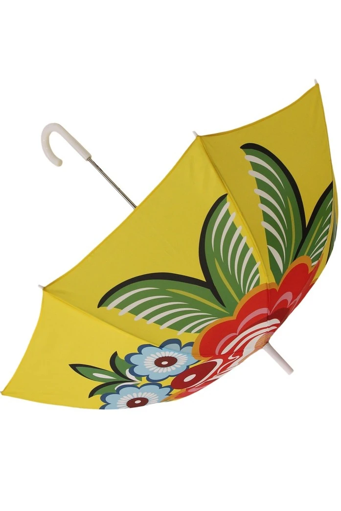 Зонт-трость Моне с пластиковой ручкой однослойный, с полной запечаткой (с совмещением) "Gorodets painting"#1