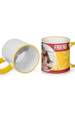 Купить кружку с цветной каймой и ручкой, с принтом "Best freind"