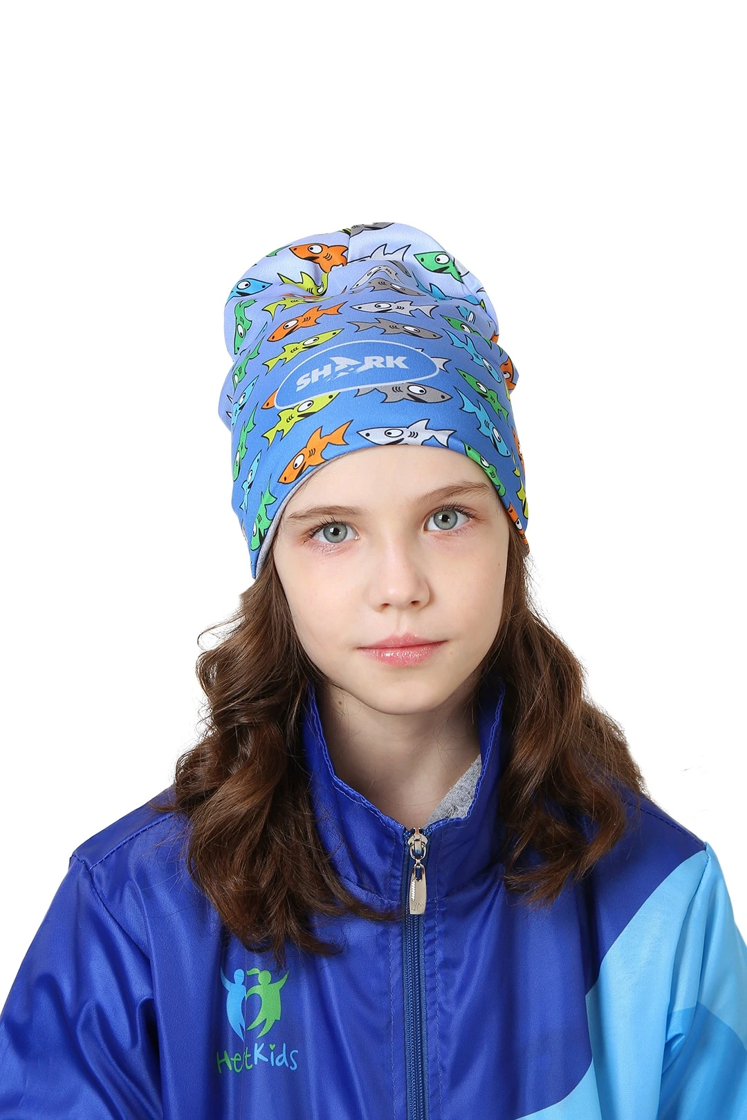 Шапка Сноу двухслойная детская, с полной запечаткой "SHARK"#1