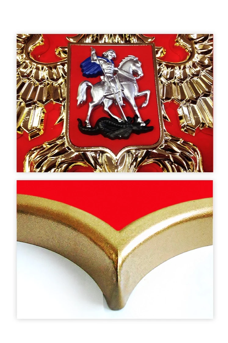 Купить Герб РФ барельеф 42х50 см щит металлонапыление рамка под золото