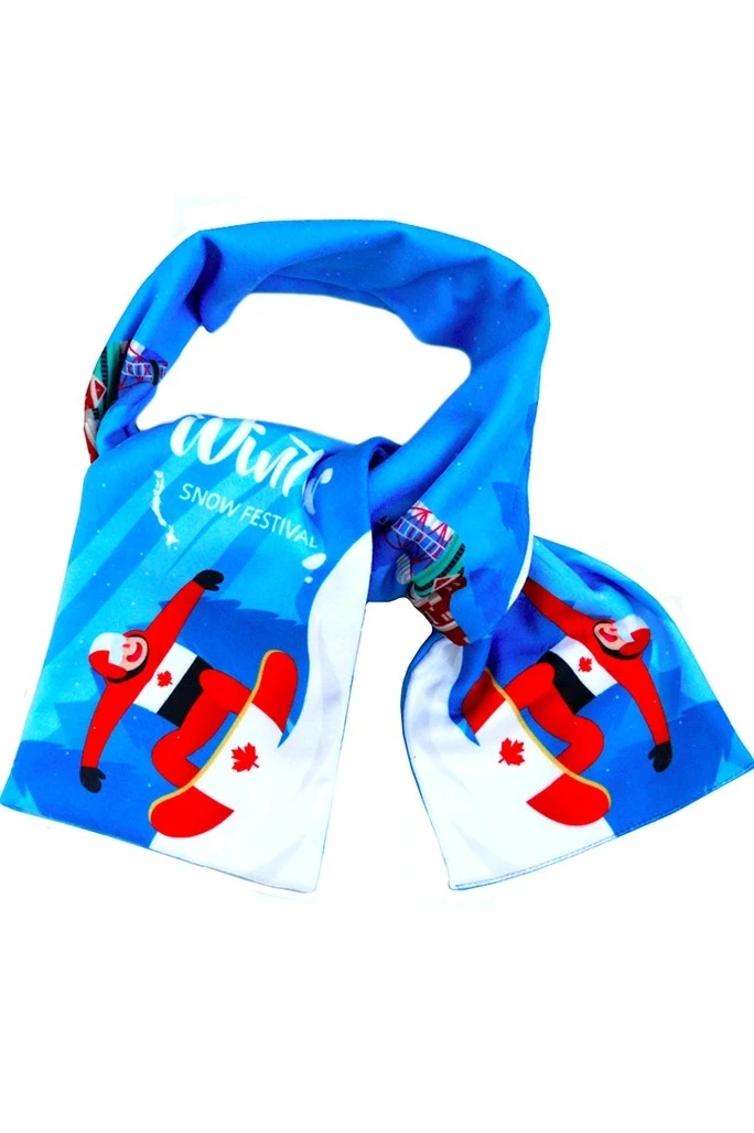 Шарф двухслойный утепленный 15х120 см, с полной запечаткой "Snow festival"#4