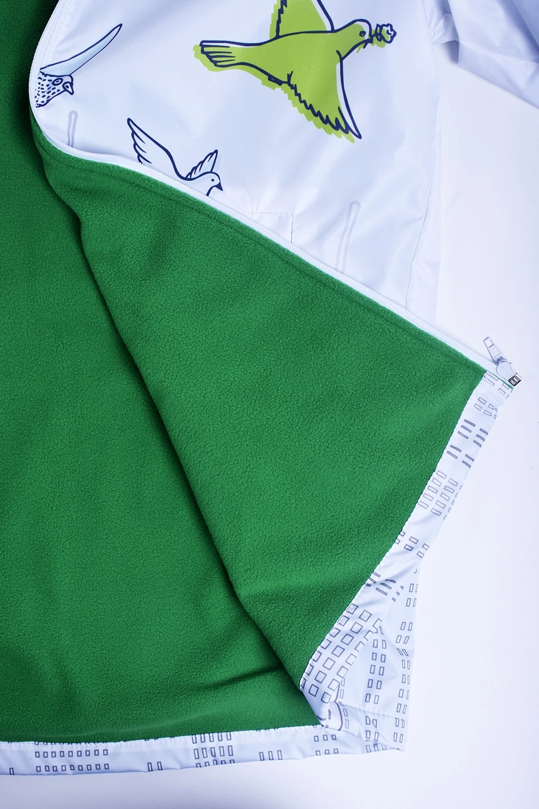 Куртка Бриз без капюшона на флисе унисекс, с полной запечаткой "Pigeons"#4