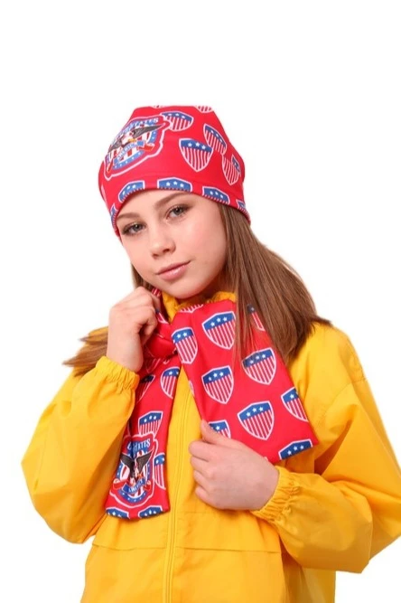 Шарф двухслойный утепленный 15х100 см, с полной запечаткой "USA"#5