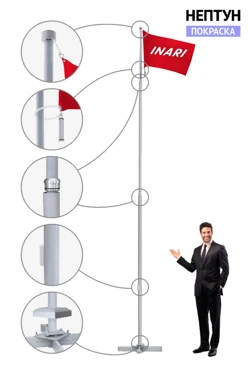 Купить флагшток алюминиевый с закрытым механизмом 6 м