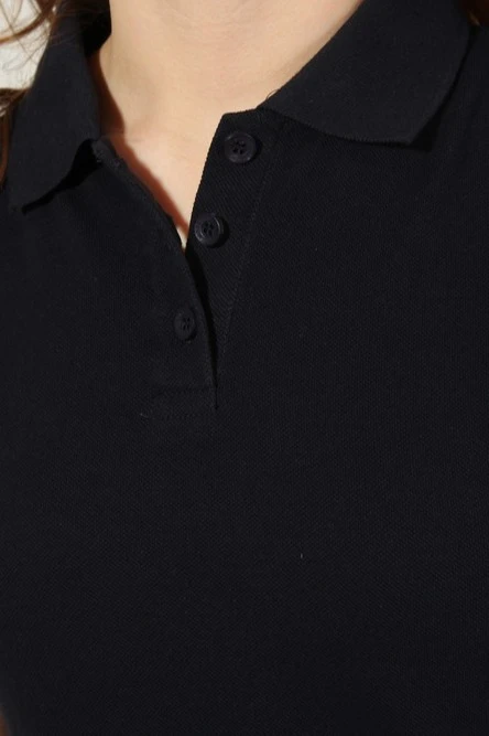 Поло Престиж женская (Modern), однотонная чёрно-синяя (хлопок)#7