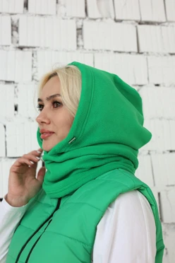 Купить капор Рейс флисовый взрослый, однотонный зеленый