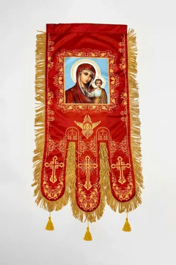 Купить хоругвь печатную 50х110 см "The face of miracles. Kazan Mother of God"