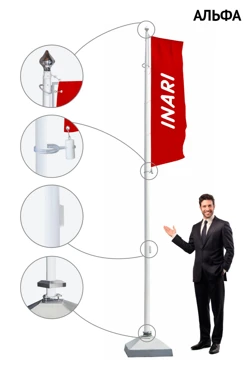 Купить флагшток из стекловолокна с плечом баннер-лифт 6 метров