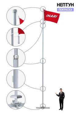 Купить флагшток алюминиевый с закрытым механизмом 9 м