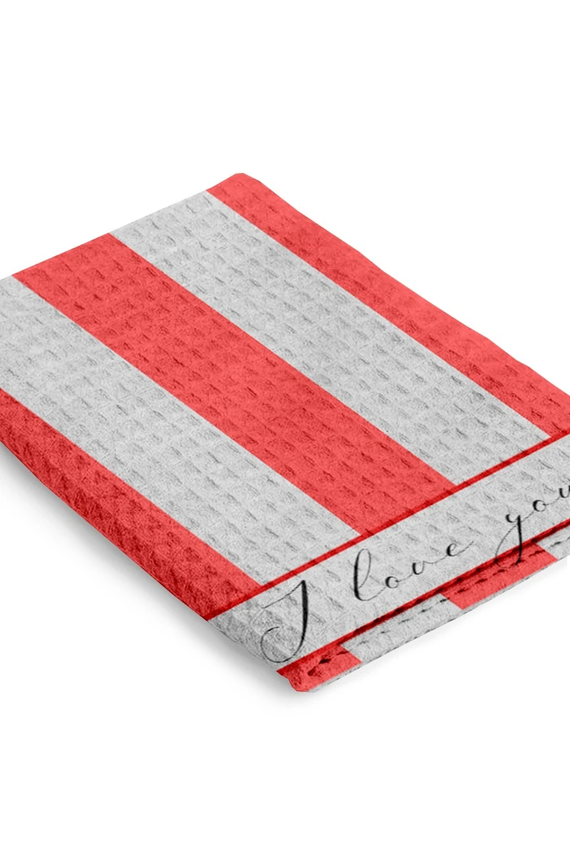 Купить полотенце вафельное 40х70 cм с печатью "I love you"