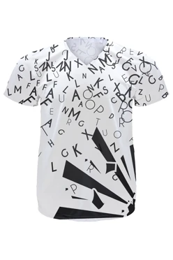 Купить футболку Спэйс V-ворот унисекс из ложной сетки с полной запечаткой "Flash"