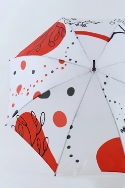 Зонт-трость Моне с пластиковой ручкой однослойный, с полной запечаткой#1