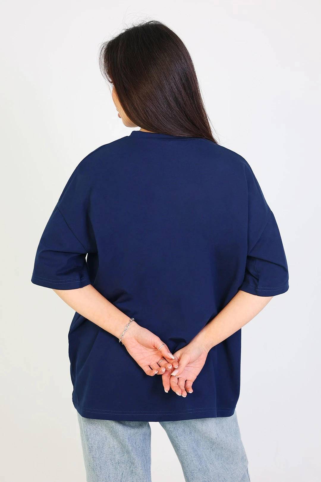 Футболка Ричмонд оверсайз унисекс однотонная (хлопок), темно-синяя#2