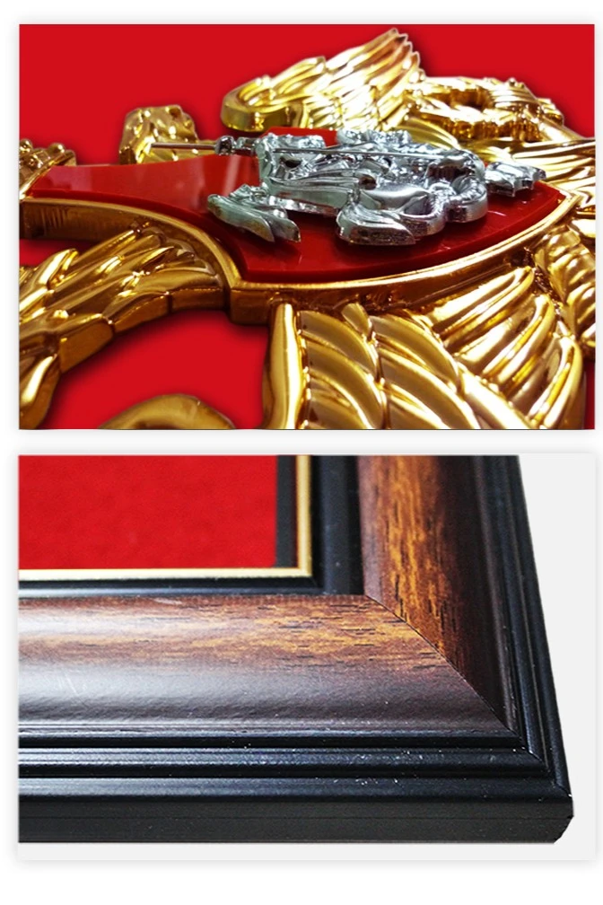 Купить Гербовое панно Вооруженные силы РФ размер 42х60 см барельеф металлонапыление рамка орех