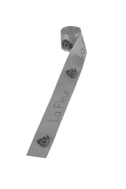 Купить ленту сатин ширина 3 см серая, печать черным с одной стороны