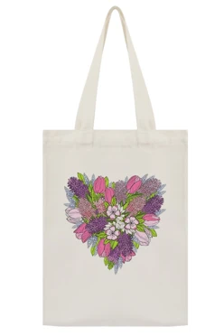 Купить сумку Румми из канваса 35х45 см, печать с одной стороны "Flower heart"
