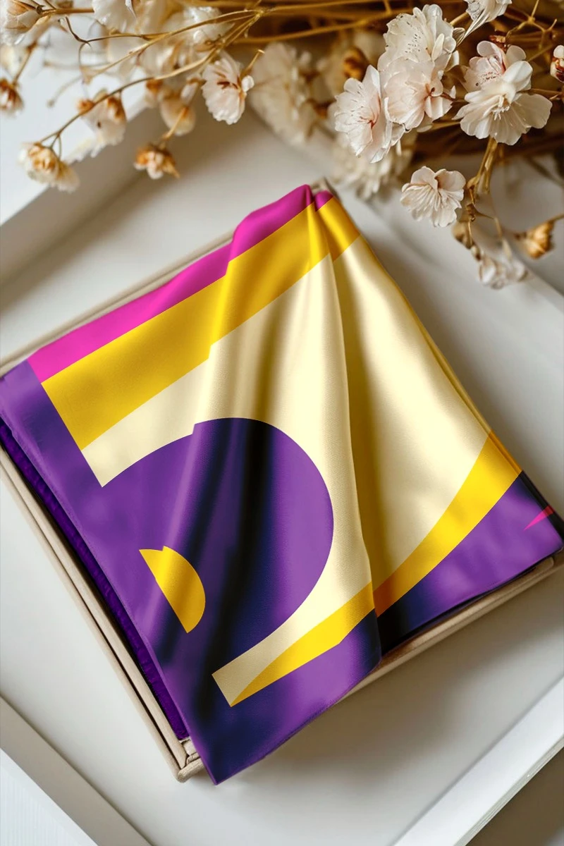 Платок Шанель 100х100 см, с полной запечаткой "Festive mood"#1