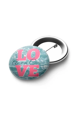 Значок закатной диаметр 37 мм, с принтом "Love"#1