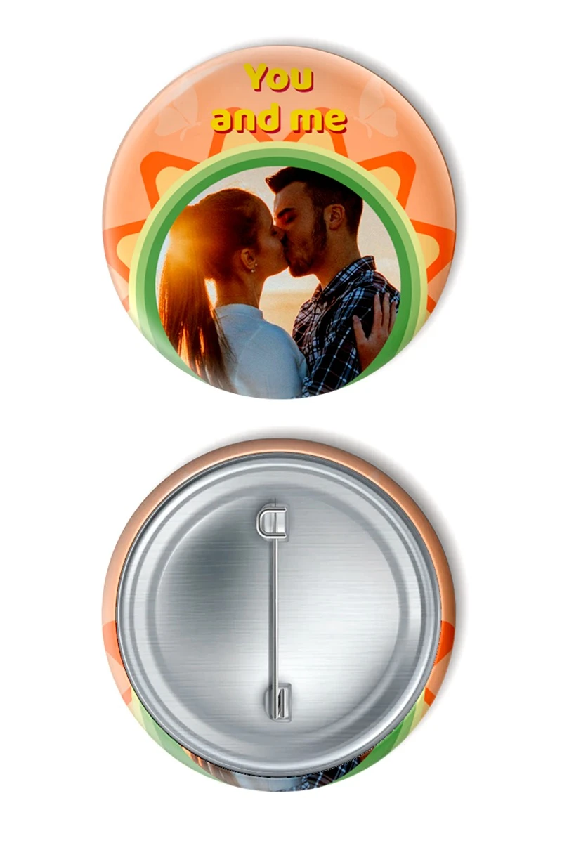 Значок закатной диаметр 58 мм, с принтом "You and me"#1