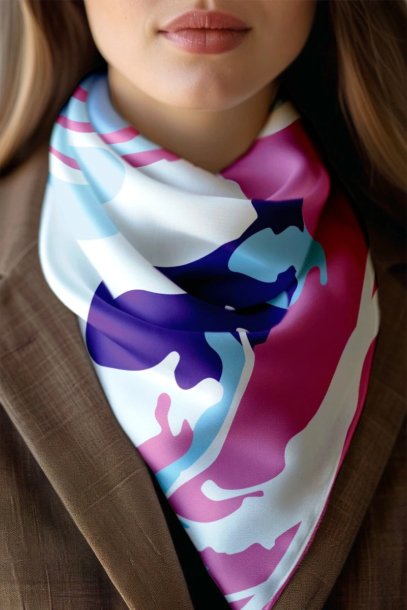 Купить платок Шанель 80х80 см, с полной запечаткой "Paint abstraction"