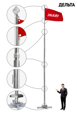 Купить флагшток из нержавеющей стали с открытым механизмом 7 м