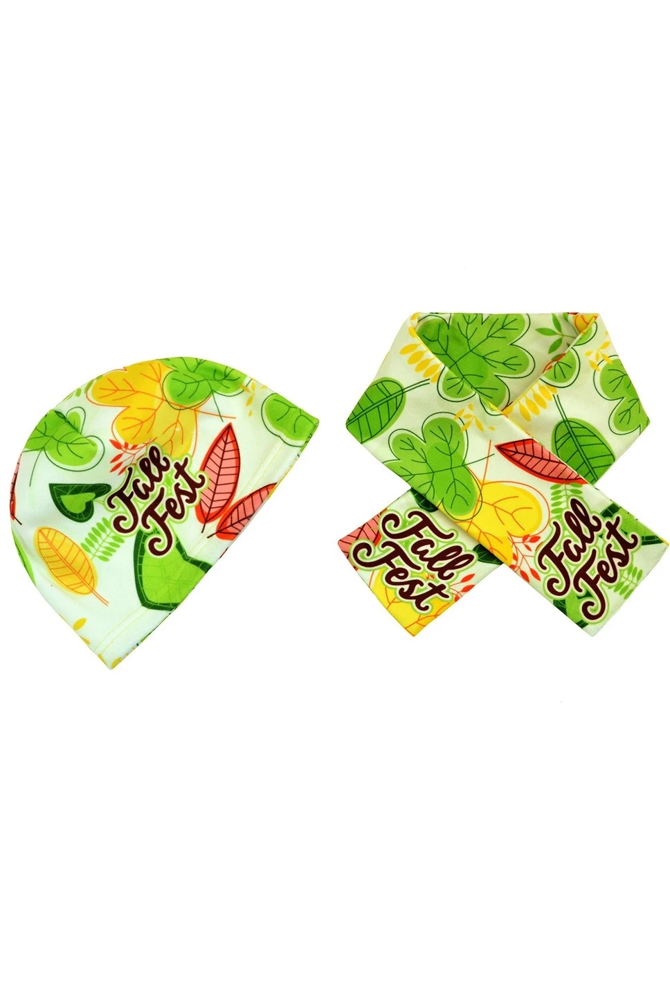 Шапка Лав флисовая однослойная детская, с полной запечаткой "Fall Fest"#4