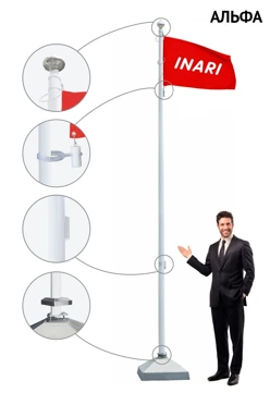Купить флагшток из стекловолокна с закрытым механизмом 6 метровый