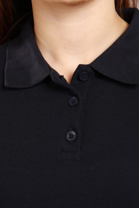 Поло Престиж женская (Modern), однотонная чёрно-синяя (хлопок)#2