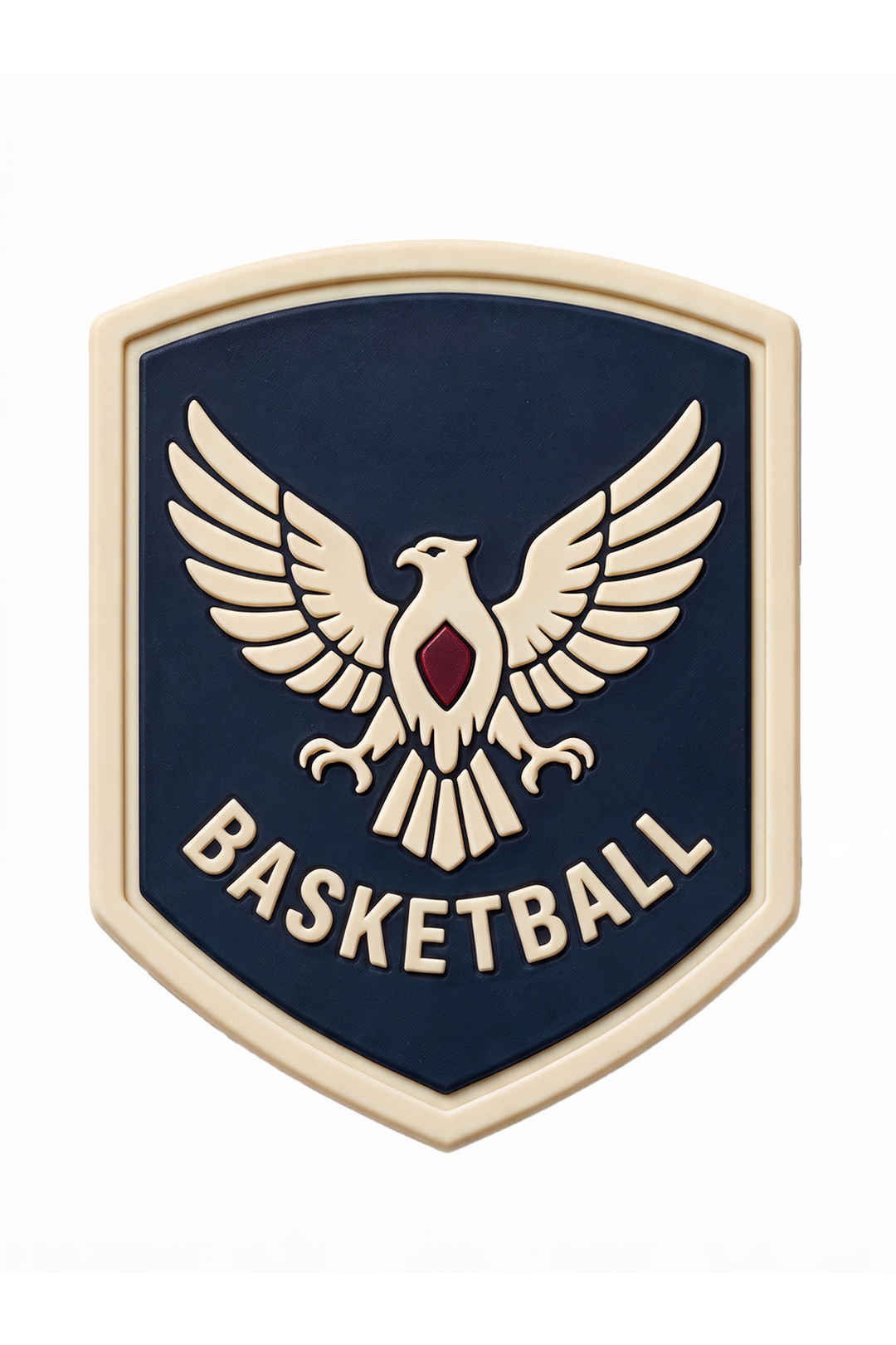 Купить шеврон ПВХ в форме щита рельефный 7х8,5 см "Basketball"