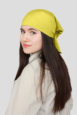 Купить бандану трикотажную взрослую 60х60 см, однотонную лимонную