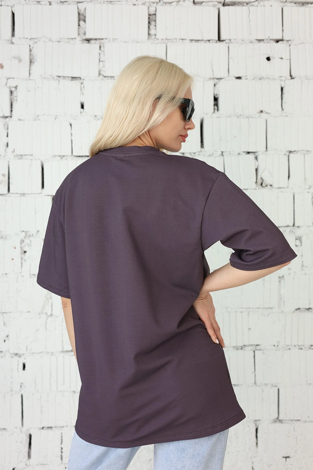 Футболка Мерфи оверсайз унисекс, однотонная фиолетовая (хлопок)#1