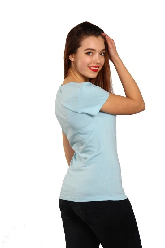 Купить футболку Премиум женскую голубую Купить футболку Премиум женскую голубую