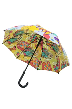 Зонт-трость Моне с пластиковой ручкой двухслойный, с полной запечаткой#1