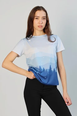 Футболка Гэлэкси O-ворот из ники женская с полной запечаткой#1