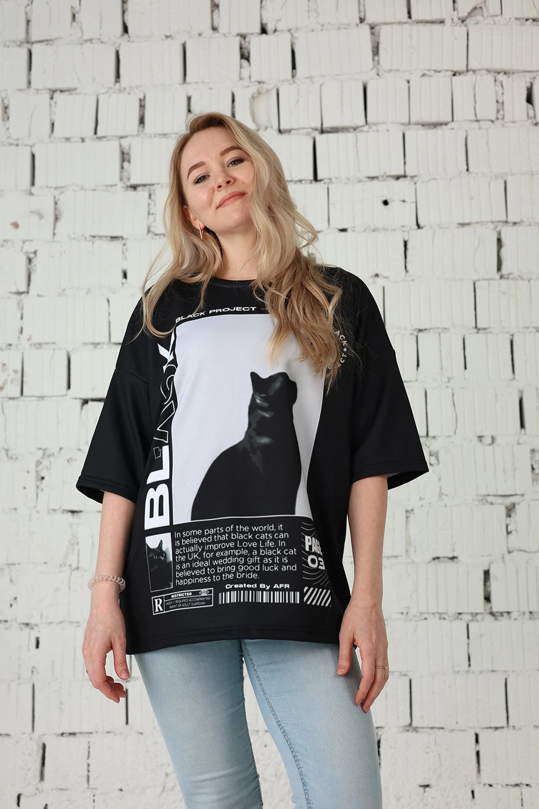 Купить футболку Макс оверсайз унисекс из кулирки с полной запечаткой "Black Project"