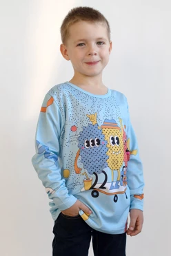 Купить лонгслив Гэлэкси Плюс детский с полной запечаткой "Crackers"