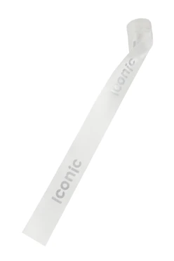 Купить ленту сатин ширина 3 см белая, печать серебром с одной стороны