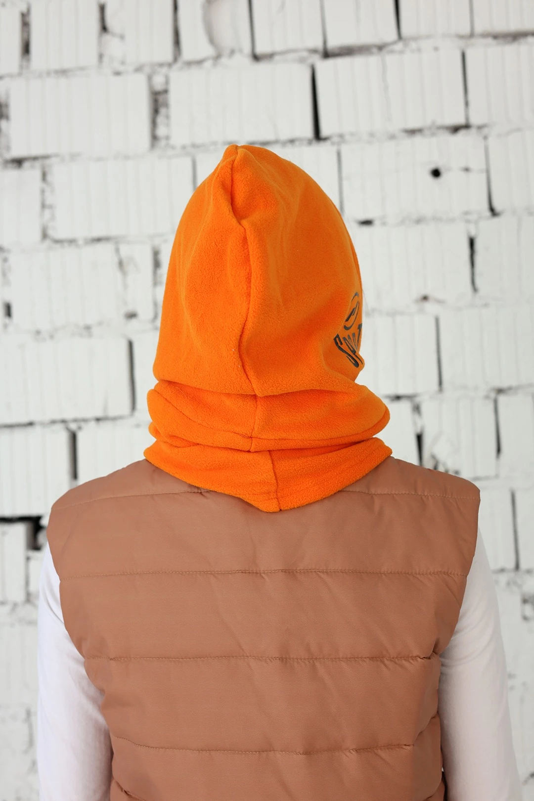Капор Рейс флисовый взрослый, однотонный оранжевый#3
