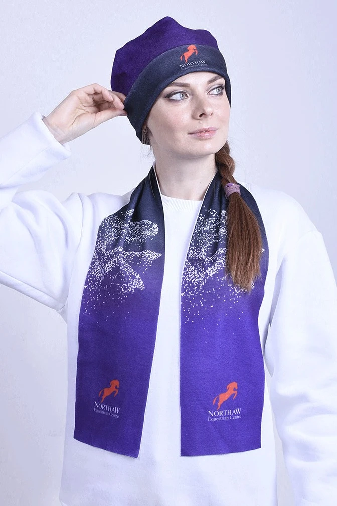 Шарф однослойный утепленный 15х120 см, с полной запечаткой "Horse"#1