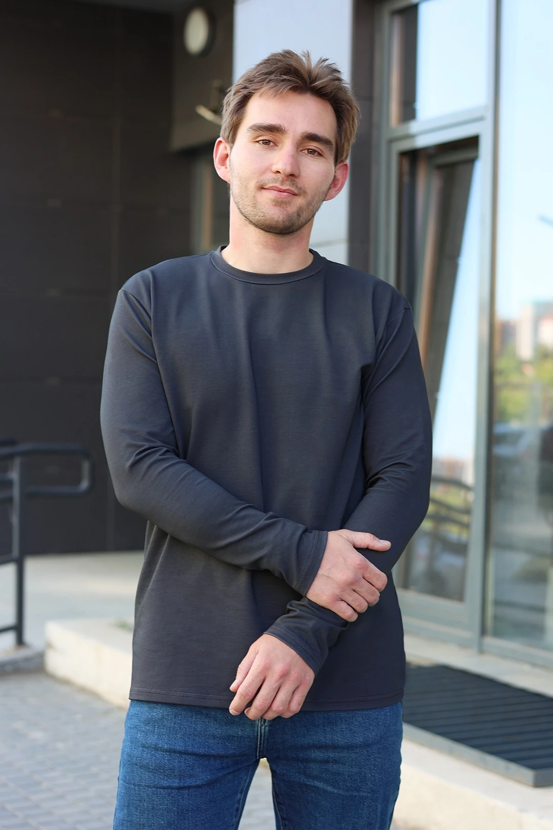 Лонгслив Фрэнсис унисекс однотонный (хлопок)#3