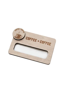 Купить бейдж из фанеры с гравировкой 47х73 мм "Coffee"