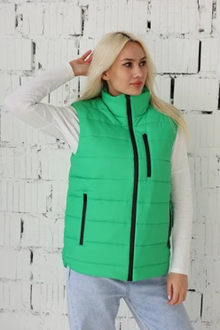 Купить жилет Эмбер на синтепоне со стежкой унисекс, однотонный зеленый