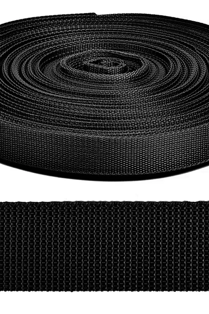 Лента ременная ширина 3 см, oднотонная черная#5
