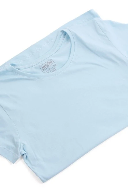 Футболка Премиум женская (Modern) однотонная светло-голубая (хлопок)#7 Футболка Премиум женская (Modern) однотонная светло-голубая (хлопок)#7