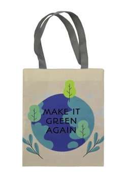 Купить сумку Бэлл из оксфорда 35х45 см, печать с двух сторон "Make it Green again"
