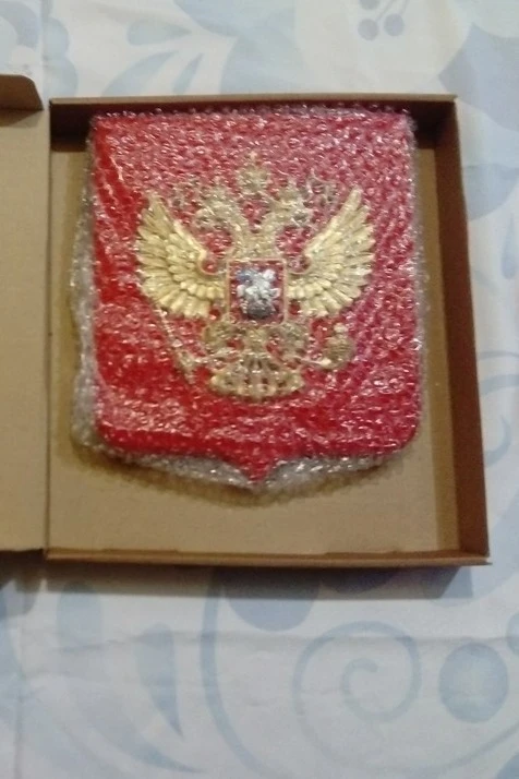 Герб РФ 22х26 см, барельеф, щит флокированный, краска#4