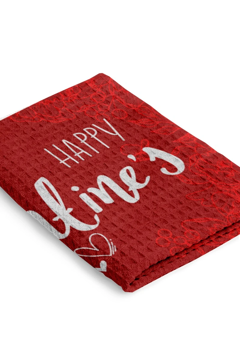 Купить полотенце вафельное 40х70 cм с печатью (Print) "Happy Valentine's day"