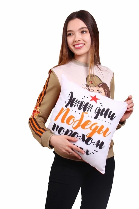 Подушка 50х50 см, с принтом "9 May"#1